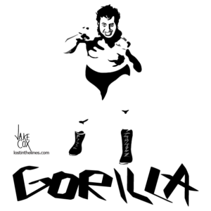 Stencil of late great wrestler and commentator Gorilla Monsoon