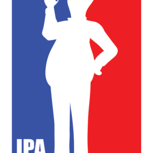 Silhouette of a tubby man holding up a pint glass