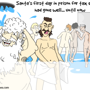 Santa in the shower in prison