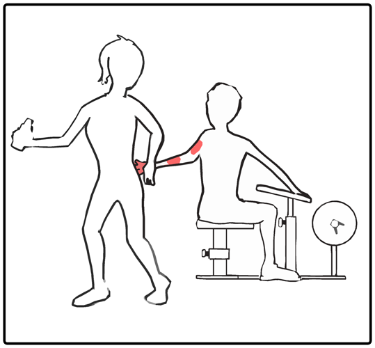 A man touches a woman's bottom at a gym