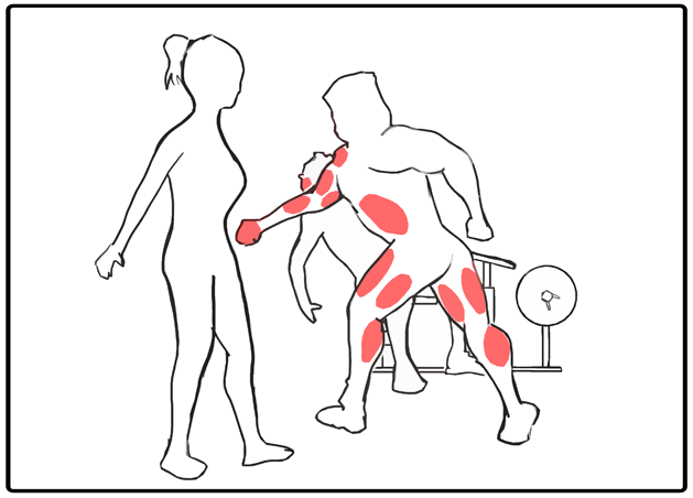 A man is punched in a gym