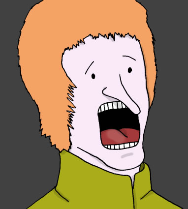 A young man with his mouth wide open in terror
