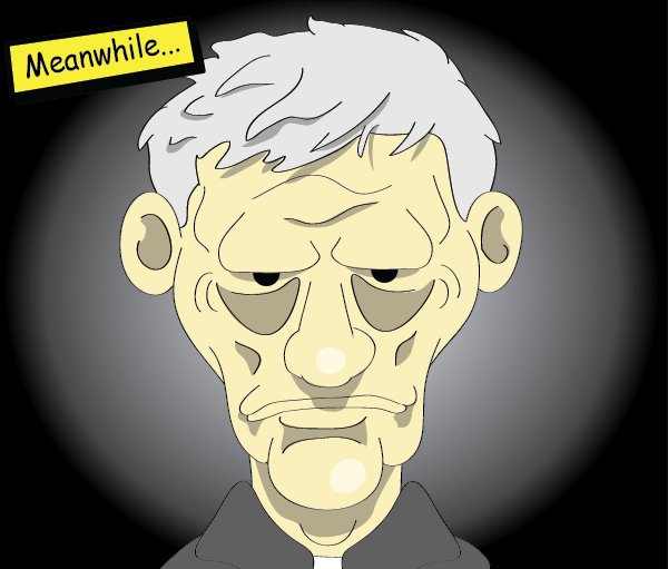 A miserable man stares blankly ahead