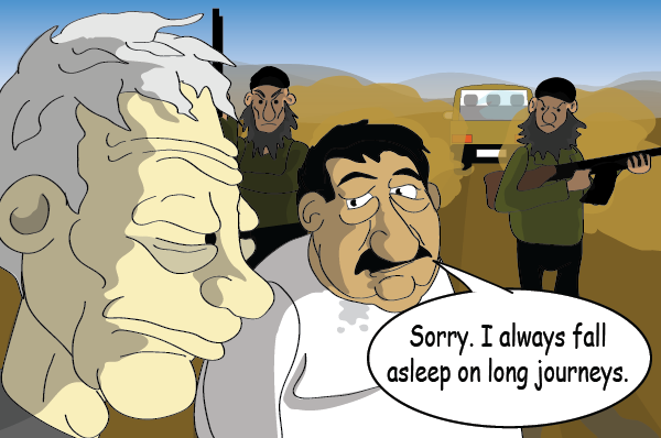 A miserable man and a government agent have arrived at a troubling destination