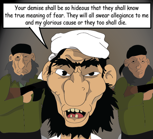 An evil leader tells the men what their fate shall be