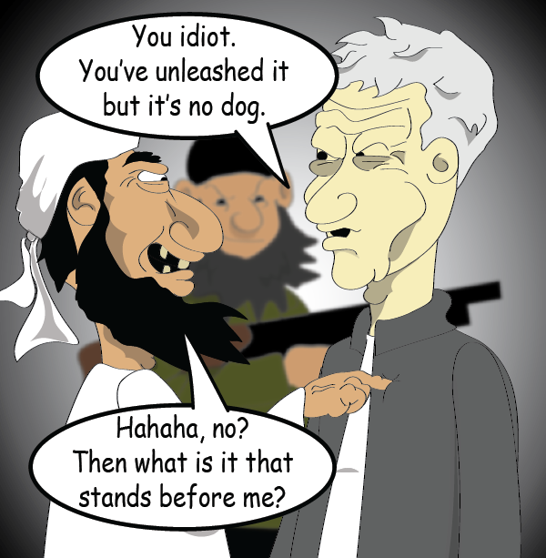 The evil leader continues to taunt the miserable man