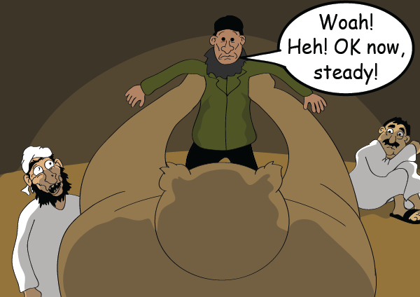 The large cute bear lifts up the henchman