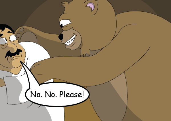 The bear turns his attention to the government agent