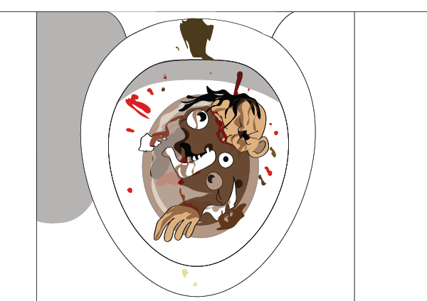 A view of the aftermath in the toilet bowl