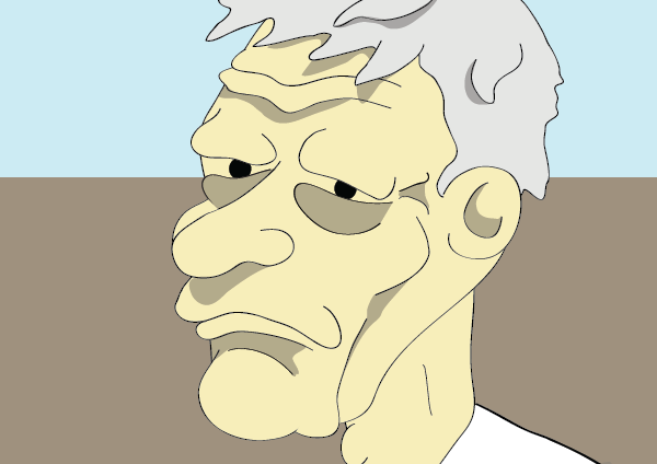 The miserable man still looks miserable