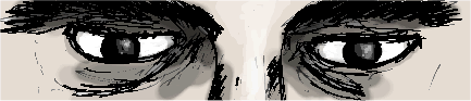 The emotionless gaze of the 'thing' stares blankly ahead.