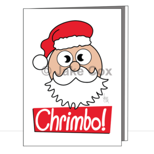 A cartoon Santa face above the text 'Chrimbo!'