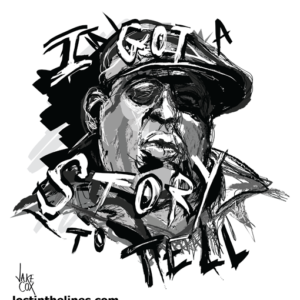 A scribble style picture of The Notorious B.I.G.