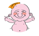 A cartoon baby stands with arms outstretched as if wanting a hug