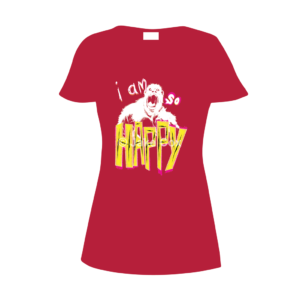 An angry roaring ape with the text 'I am so happy'