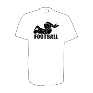 A stencil of a football player rolling about clutching their knee above the word 'football'