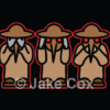 A parody of the three wise monkeys proverb: see no evil, hear no evil, speak no evil