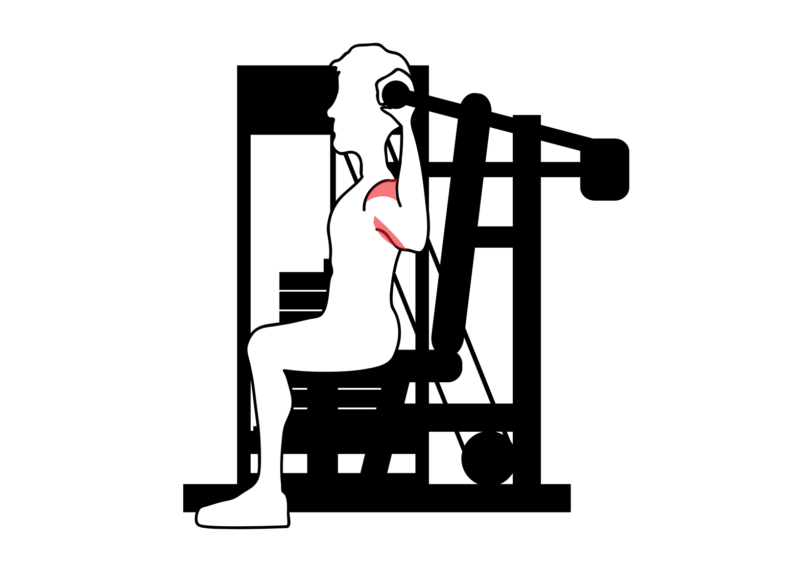 A man uses a seated shoulder press machine at a gym