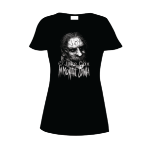 A nightmarish depiction of Santa Claus' head as a cyborg