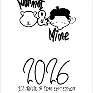 Stencils of the two characters Marmot and Mime. Marmot is a short rodent with chubby cheeks and two big front teeth; Mime is a stereotypical French mime artist with beret and curly moustache