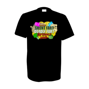 Two grimacing men in Christmas paper crowns along with depictions of a turkey leg, broccoli and a Brussels sprout, all amidst a yellow and brown cloud of gas