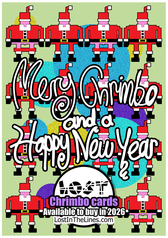 4 rows of 4 columns of pixelated Santas (like a really old computer game)