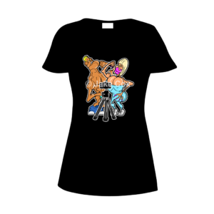 Grotesque caricatures of stereotypical male and female gym-obsessed social media 'influencers', posing in front of a mobile phone on a tripod