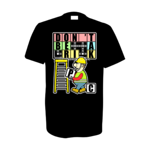 A cartoon construction worker in high-vis vest and hard hat, carrying a block with the letter 'P' on it