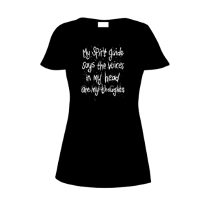 Text only: 'My spirit guide says the voices in my head are my thoughts'